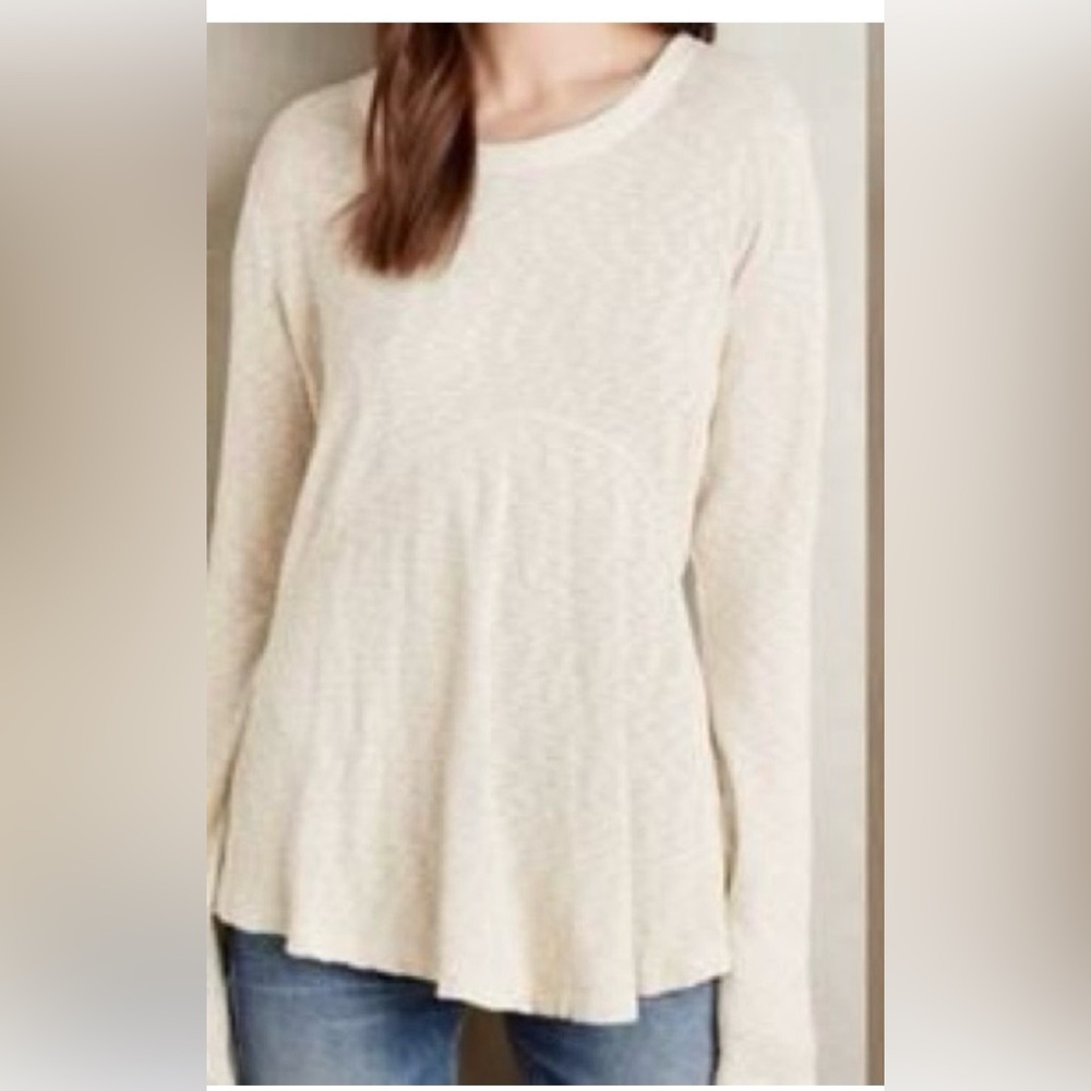 Anthropologie Left of Center knit Swing top Cream size x small